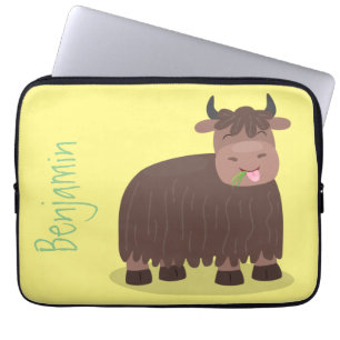 Funny happy yak aß gras Cartoon Illustration Laptopschutzhülle