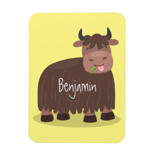 Funny happy yak aß gras Cartoon Illustration Magnet