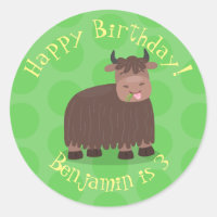 Funny happy yak aß gras Cartoon Illustration