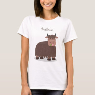 Funny happy yak aß gras Cartoon Illustration T-Shirt