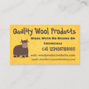 Funny happy yak aß gras Cartoon Illustration Visitenkarte