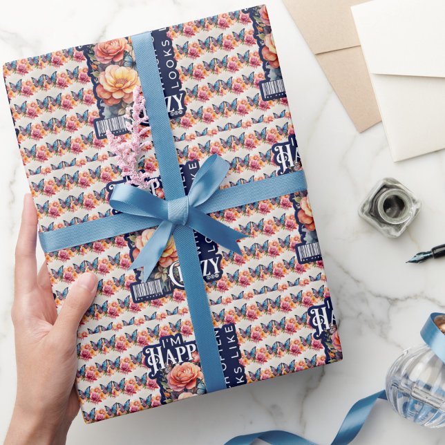 Funny Happy Zitat überall auf der Print Geschenkpapier (Von Creator hochgeladen)