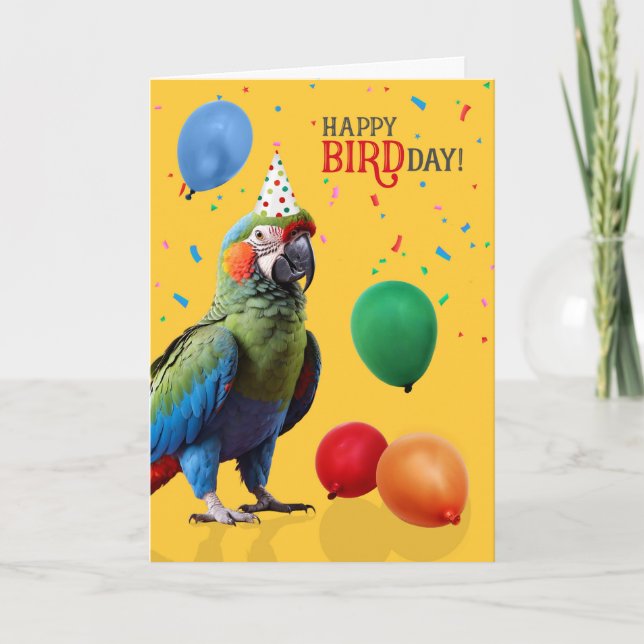 Funny Harlequin Macaw Parrot Birthday Karte (Vorderseite)