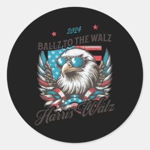 Funny Harris Walz 2024 Ballz für die Walz-Wahl Runder Aufkleber