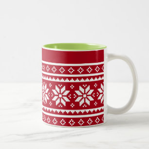 Funny hässlich Weihnachts Pullover Muster Kaffee  Zweifarbige Tasse