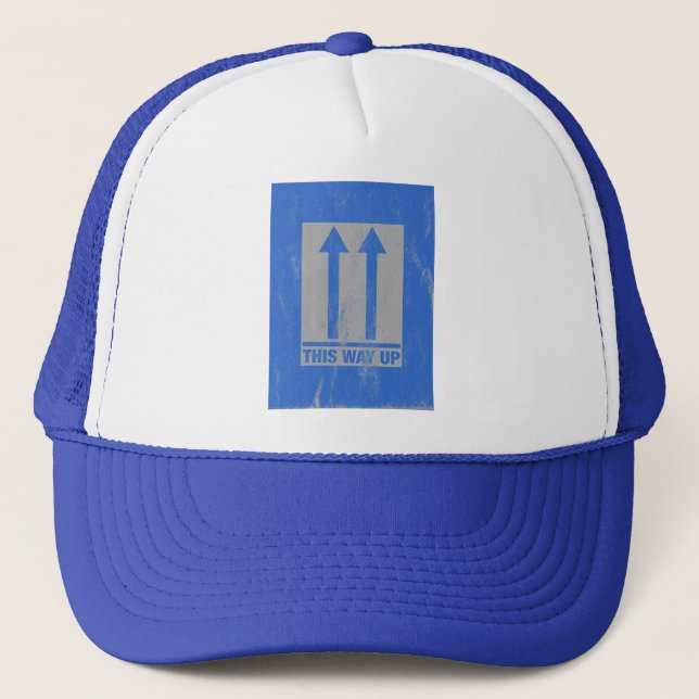 Funny hat das Schild 'This way up' Truckerkappe (Vorderseite)