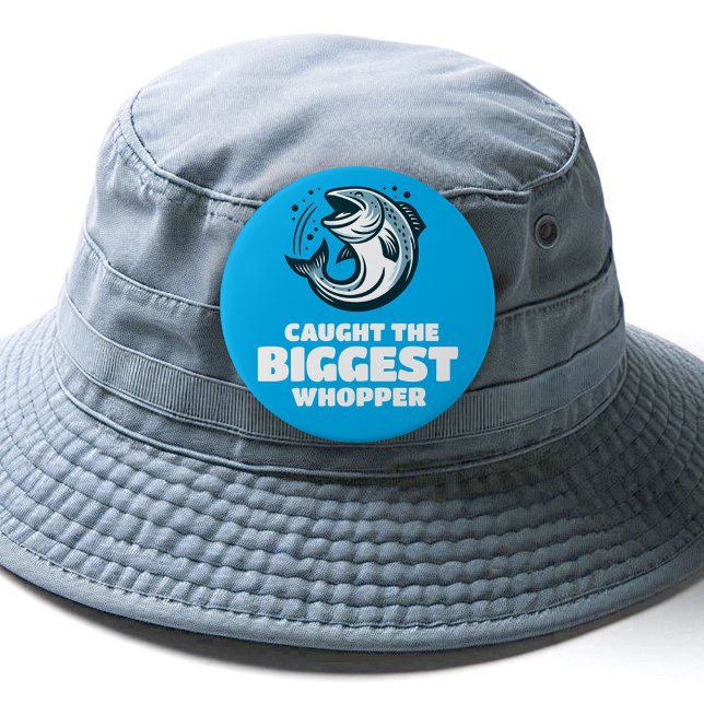 Funny hat den größten Strudel des Jahres gefangen Button (caught the biggest whopper fishing pinback button cover photo)