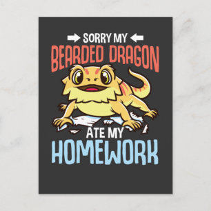 Funny Hausaufgaben Sorry Kids Bartded Dragon Postkarte