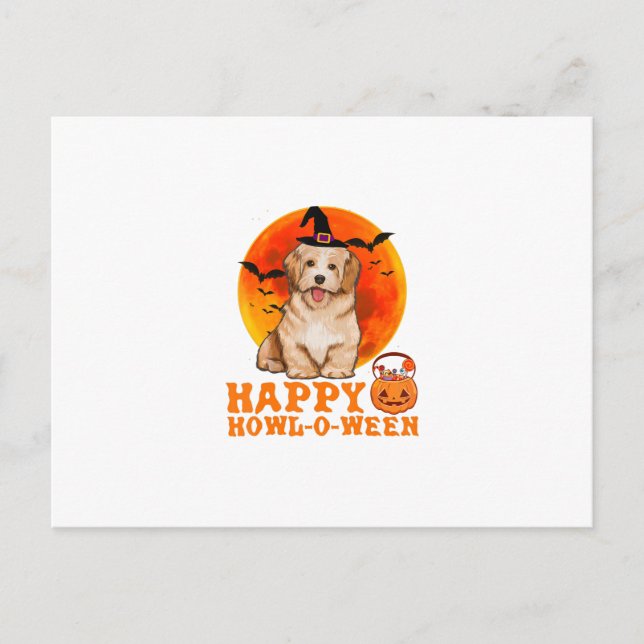Funny Havanese Dog Halloween Happy Postkarte (Vorderseite)