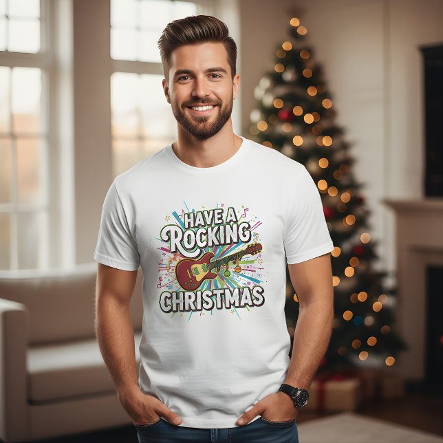 Funny Have A Rocking Christmas Guitar Mens Holiday T-Shirt (Von Creator hochgeladen)