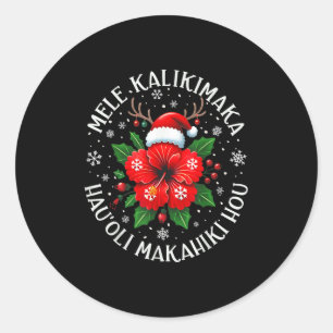 Funny Hawaii Santa Xmas Tree Surfing Urlaub Juli Runder Aufkleber