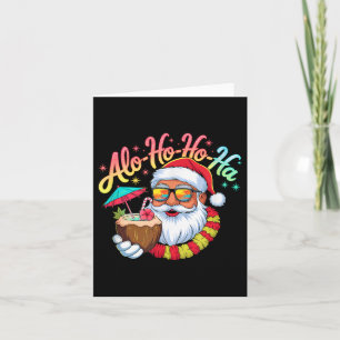 Funny Hawaiian Alo-ho-ho-ha Santa Surfing Christma Karte
