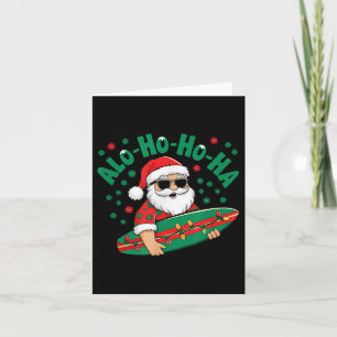 Funny Hawaiian Alo-ho-ho-ha Santa Surfing Christma Karte