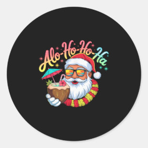 Funny Hawaiian Alo-ho-ho-ha Santa Surfing Christma Runder Aufkleber