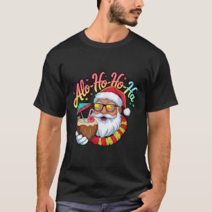 Funny Hawaiian Alo-ho-ho-ha Santa Surfing Christma T-Shirt