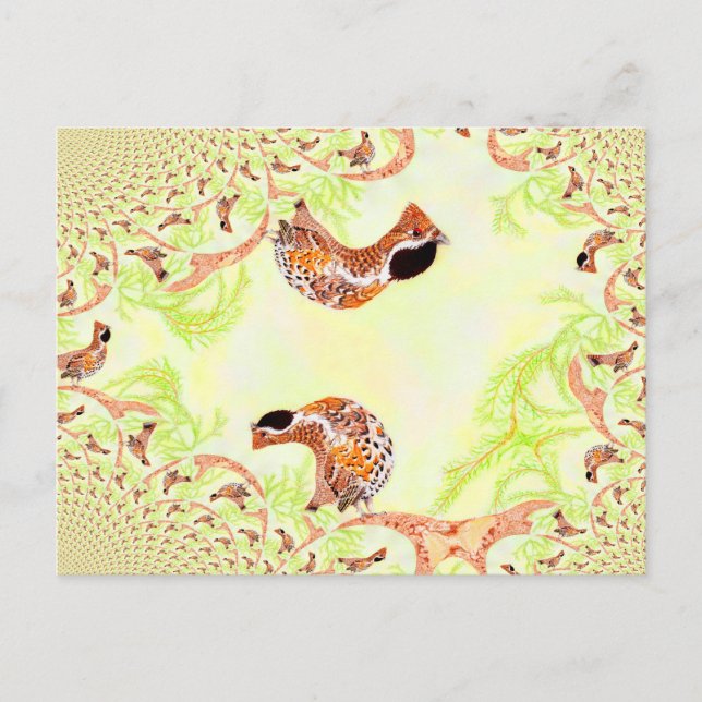 Funny Hazel Grouse Illustration Collage Postkarte (Vorderseite)