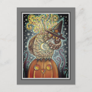 FUNNY HEADLESS HORSEMAN OWL, SLEEPY HOLLOW BIRD FEIERTAGSPOSTKARTE