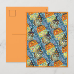 FUNNY HEADLESS HORSEMAN OWL, SLEEPY HOLLOW BIRD FEIERTAGSPOSTKARTE