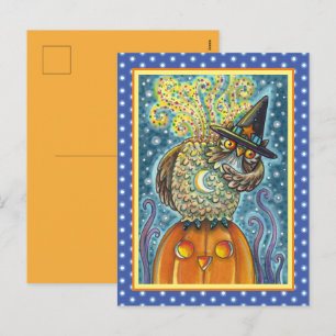FUNNY HEADLESS HORSEMAN OWL, SLEEPY HOLLOW BIRD FEIERTAGSPOSTKARTE