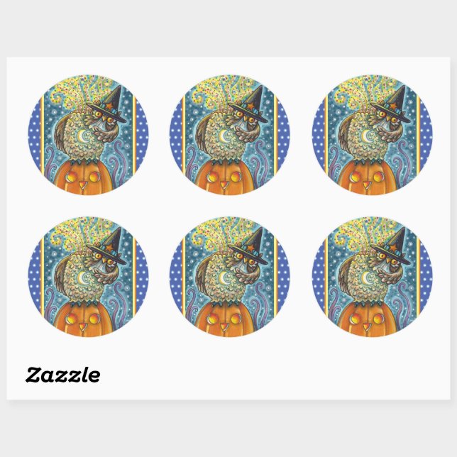 FUNNY HEADLESS HORSEMAN OWL, SLEEPY HOLLOW BIRD RUNDER AUFKLEBER (Blatt)