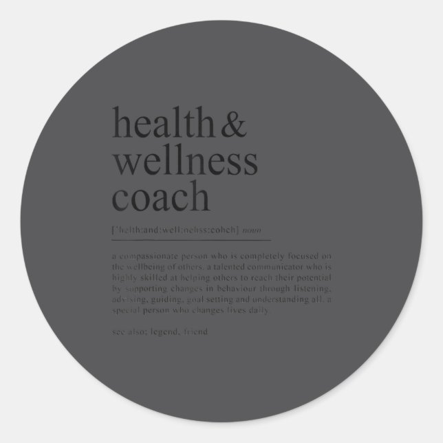 Funny Health Wellness Coach Quote Definition  Runder Aufkleber (Vorderseite)