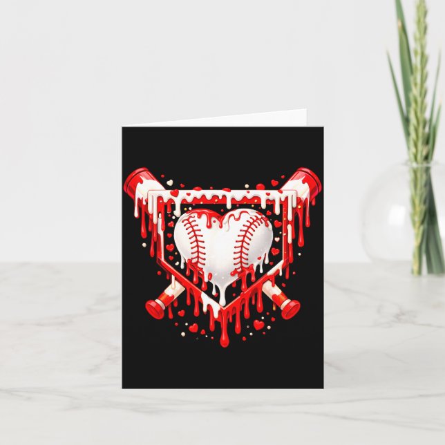 Funny Heart Baseball Drip Ice Cream Valentines Day Karte (Vorderseite)