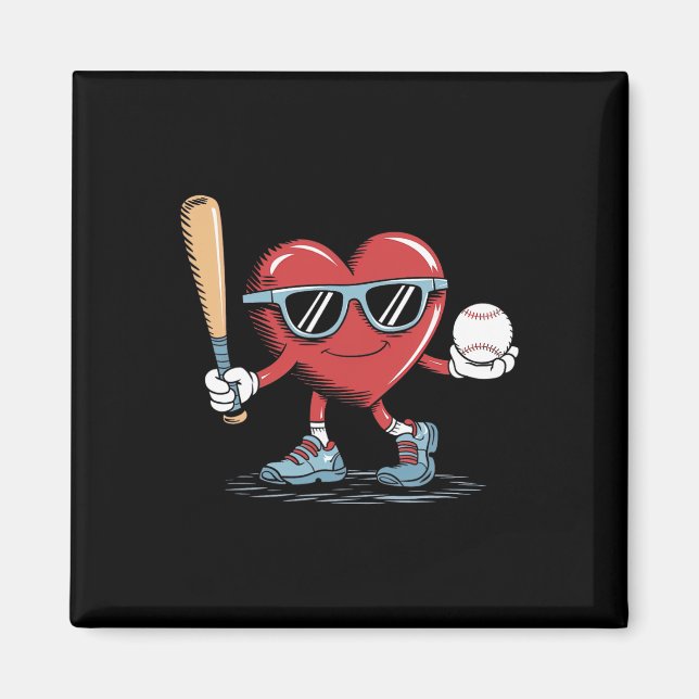 Funny Heart Baseball Player Valentinstag Kid Boy Magnet (Vorne)