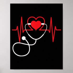 Funny Heart Beats Krankenpflege Medizin Poster