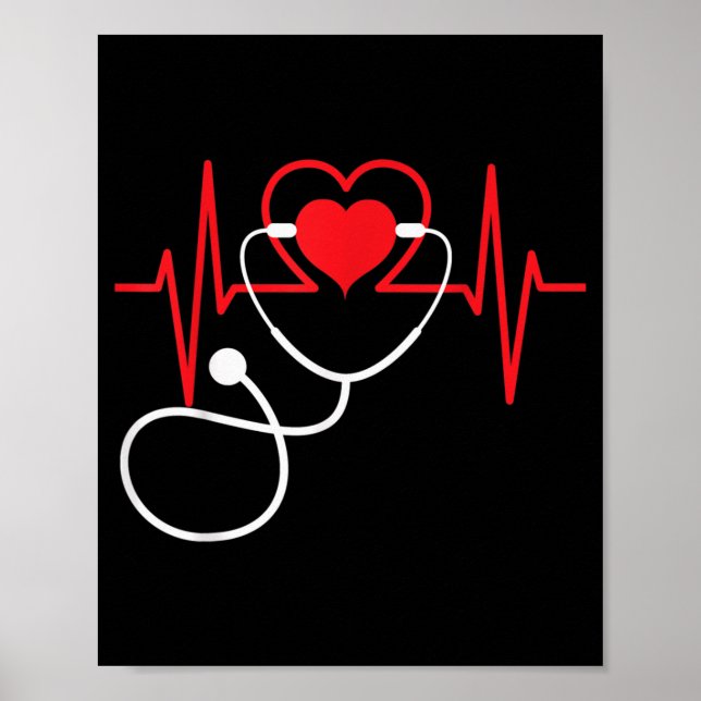 Funny Heart Beats Krankenpflege Medizin Poster (Vorne)