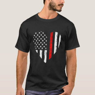 Funny Heart Firefighter Patriotic American Flag T-Shirt