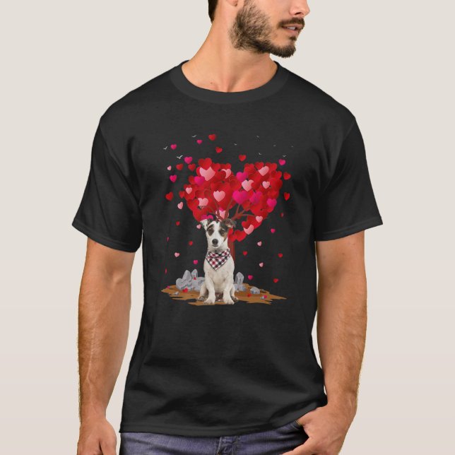 Funny Heart Form Jack Russell Terrier Dog Valenti T-Shirt (Vorderseite)