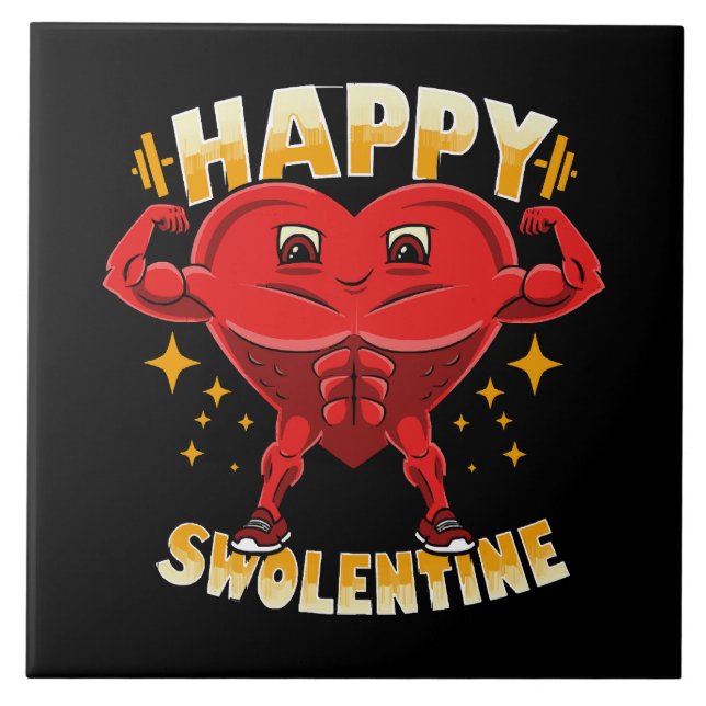 Funny Heart Gym Workout Valentine Geschenk Fliese (Vorderseite)