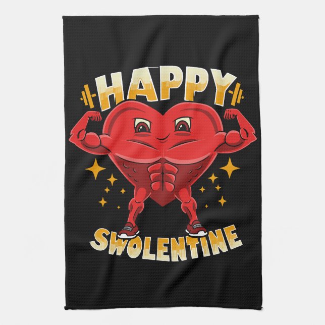 Funny Heart Gym Workout Valentine Geschenk Geschirrtuch (Vertikal)