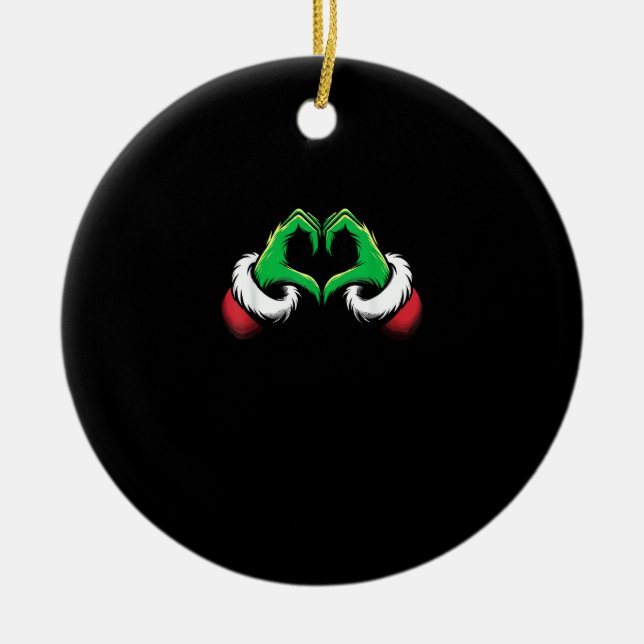 Funny Heart Hände Weihnachten Keramik Ornament (Vorne)