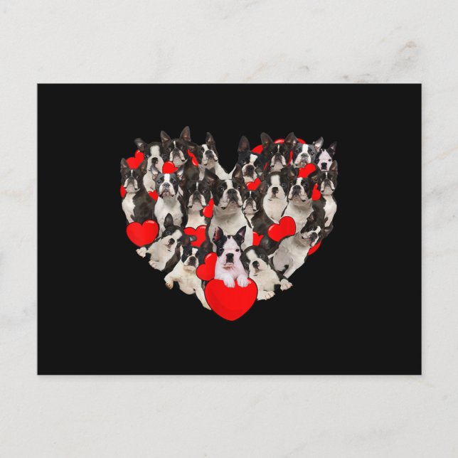 Funny Heart Love Boston Terrier Valentines Day Postkarte (Vorderseite)