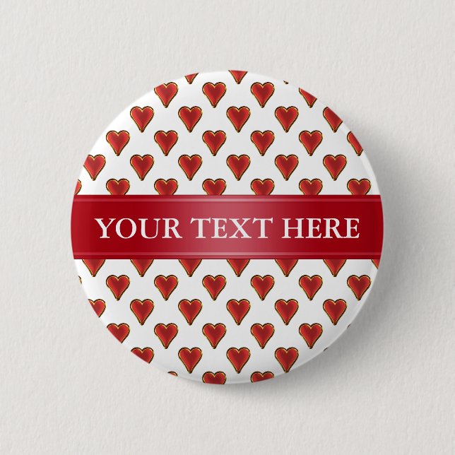 Funny Heart Muster Gold rot + Ihr Rückgrat. & Text Button (Vorderseite)