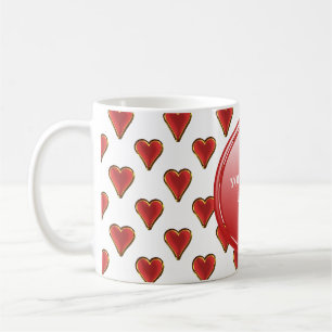 Funny Heart Muster Gold rot + Ihr Rückgrat. & Text Tasse