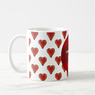 Funny Heart Muster Gold rot + Ihr Rückgrat. & Text Tasse