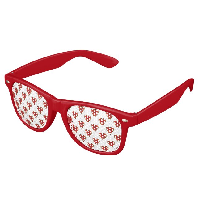 Funny Heart Pattern - Rotes Gold + Ihr Hintergrund Partybrille (Schrägansicht)