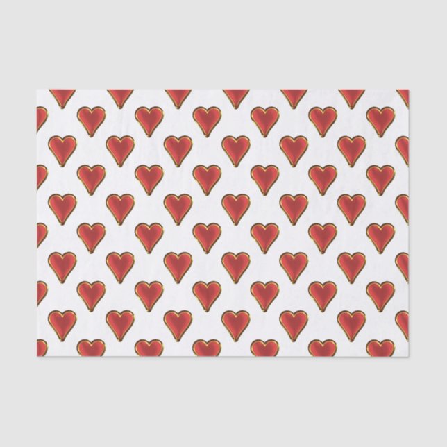 Funny Heart Pattern rotes Gold + Ihr Hintergrund Seidenpapier (Vorderseite)