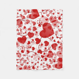 Funny Heart Pattern VII - rot weiß Fleecedecke