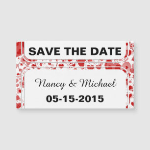 Funny Heart Pattern VII - rot weiß + Ihre Idee Magnetkarte