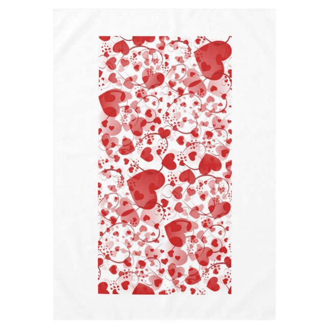 Funny Heart Pattern VII - rot weiß + Ihre Idee Tischdecke (Vorderseite)