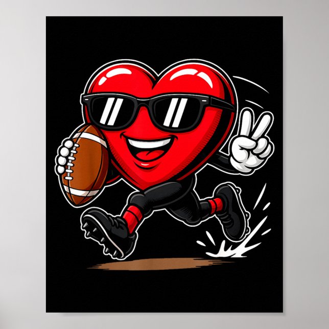 Funny Heart Playing Football Srts Lover Valentine  Poster (Vorne)