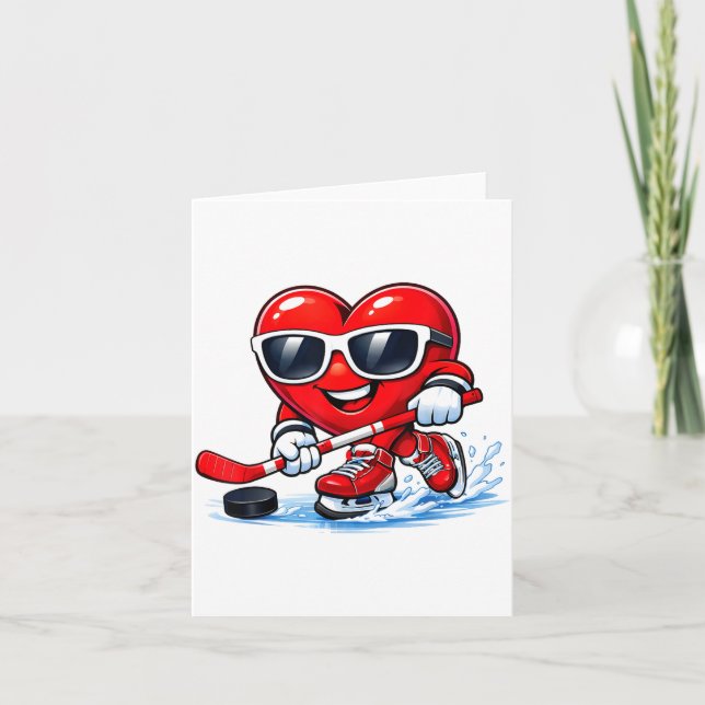 Funny Heart Playing Hockey Apparel  Karte (Vorderseite)