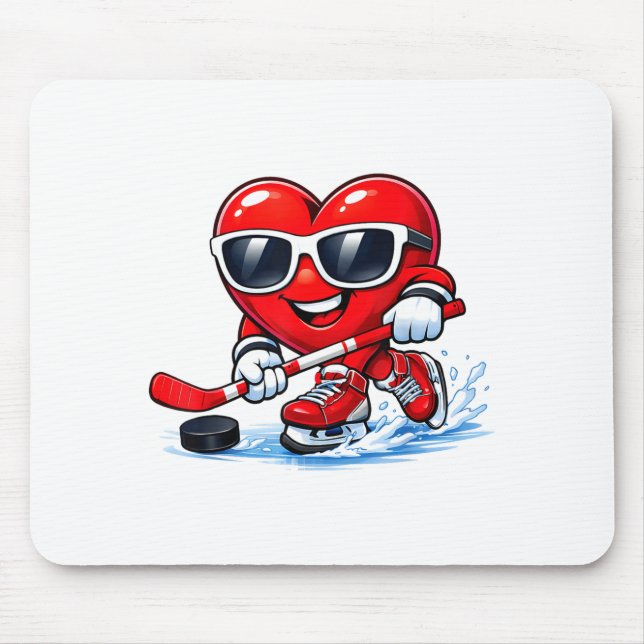 Funny Heart Playing Hockey Apparel  Mousepad (Vorne)