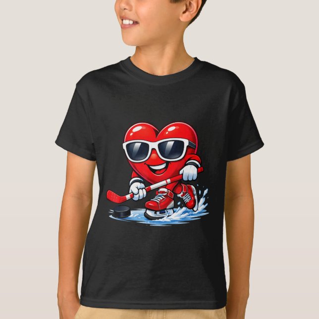 Funny Heart Playing Hockey Apparel  T-Shirt (Vorderseite)