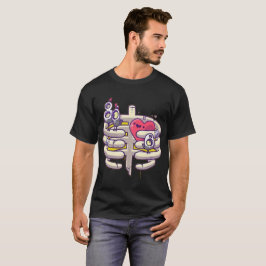 Funny Heart & Ribcage Cartoon - Quirky T - Shirt D