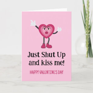 Funny Heart Shup und Kiss Me Valentines Card Dankeskarte