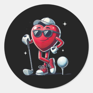 Funny Heart Valentinstag für Sport Runder Aufkleber